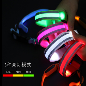 ปลอกคอสุนัขแบบมีไฟ LED ชาร์จได้ สะท้อนแสงเพื่อความปลอดภัยในเวลากลางคืน เหมาะสำหรับการเดินนอกบ้าน ขนาดเล็ก กลาง ใหญ่ - Product Image 1