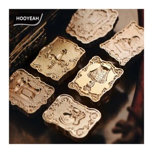 Tête de timbre en relief irrégulière série antique cire scellée tête en cuivre jaune laiton massif tête d'étanchéité de style européen rétro/vente en gros - Product Image 1