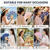 Éventails pliants en papier et bambou de 23 cm, multicolores, avec logo personnalisé, en bois et tissu de soie, pour cadeaux de mariage – Vente chaude