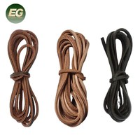 Cordons de collier plats en cuir véritable LST586 pour la fabrication de bijoux avec breloque, fermoir non traité, cordon fin tressé