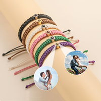 Bracelet de projection photo minimaliste fait main, bijou personnalisé avec perles et breloques, cadeau d'anniversaire pour femmes et hommes
