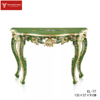Console d'entrée de luxe en bois massif sculpté de style européen classique, table décorative pour salon