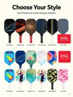 Raquette de pickleball personnalisée directement de l'usine, avec logo et motif sur mesure, en fibre de verre et fibre de carbone, vente en gros