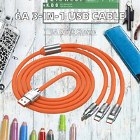 Kabel Data USB mikro Ultra cepat 6A 3 1 120W, kabel Data logam Zinc Alloy pengisi daya Cepat Super pengisian PVC jalinan Universal