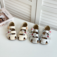 Sandales à la cheville pour filles {Tailles 1626} – Nouvelle collection été 2026 – Respirantes, fermeture Velcro, nœud papillon, chaussures princesse à bout fermé en microfibre