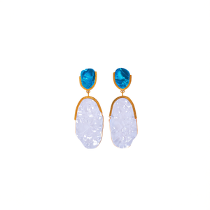 Pendientes de Moda con Diseño de Piedras Azules y Blancas, Acero Inoxidable 316L con Baño de Oro PVD, Resistentes y Sostenibles - Product Image 2