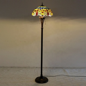 LongHuiJing Tall Art Glass Dragonfly Bronze Floor Lamp With Stained Glass Lampshade <b>Standing</b> Lights - Product Image 4