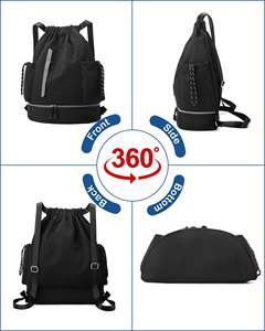 Water-Resistant <b>Drawstring</b> <b>Backpack</b> with Shoe Compartment Multi-Compartment Design Versatile Lightweight Sport <b>Backpack</b> - Product Image 6