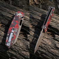Couteau pliant en laiton Damas avec manche en fibre de carbone, cœur en VG10, couteau de chasse et de camping en plein air, outil de survie portable EDC, OEM T0044-4
