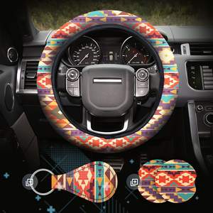 Housse de volant universelle en polyester antidérapante à motif géométrique bohème de haute qualité pour voiture OLIVER – Mode transfrontalière - Product Image 1