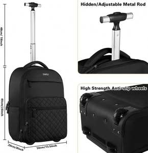 Free Sample Men's Women's Waterproof <b>Rolling</b> Trolley Black Laptop <b>Backpack</b> With Laptop Compartment Travel <b>Backpack</b> Waterproof - Product Image 5