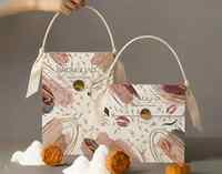 Boîte cadeau de luxe noire et rose personnalisée, écologique, avec poignée en ruban gaufré, pour boutiques, bijoux, foulards et emballages alimentaires