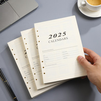 Planificateur quotidien à feuilles mobiles avec couverture en papier imprimé en anglais 2026, carnet intérieur A5