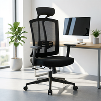 Meilleures ventes 360 ° Chaise de bureau pivotante à dossier haut en maille avec appui-tête en PU et vérin à gaz