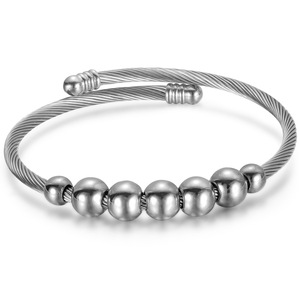 Women's Zinc Alloy <b>Beaded</b> <b>Bracelet</b> 3mm Round Ball Openable Sliding Elastic Wristband Gift Jewelry - Product Image 3