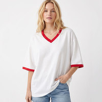 T-shirts amples à col en V pour femmes, imprimés sur mesure, à manches courtes, pour l'entraînement, décontractés, d'été, color block, grandes tailles