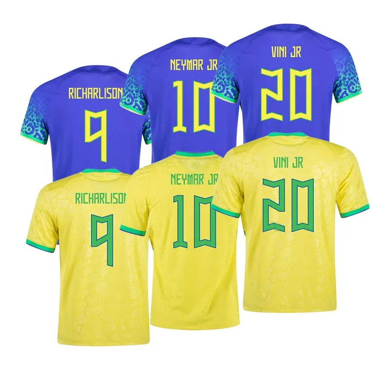 Maillot de Football National 10 Neymar JR brésil 2022 9 richarlission 20 Vini JR Home Away chemises homme, uniforme de Football