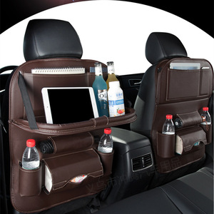 Car Seat Storage Bag Leather Back Seat Organizer 8-11 Compartments For <b>Interior</b> <b>Accessories</b> - Product Image 1