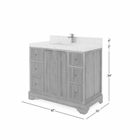 Modèle moderne 42 pouces. W X 22 In. Meuble-lavabo autoportant en teck massif naturel, durable et facile à nettoyer, avec 6 tiroirs, pour salle de bain