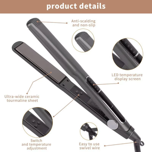Lisseur et boucleur de cheveux professionnel 2-en-1 multifonction à chauffage rapide avec affichage LED et technologie ionique - Product Image 3