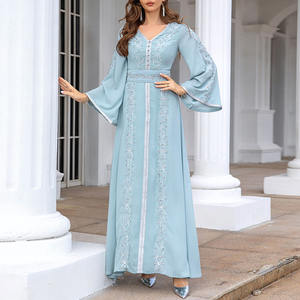 Ropa étnica personalizada OME túnica musulmana mujeres <span class=keywords><strong>Abaya</strong></span> bordado vestido informal FÁBRICA DE Dubái - Product Image 3