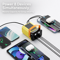 Batterie solaire haute capacité avec câbles 4-en-1 intégrés, charge rapide 22,5 W, lampe torche LED pour le camping et les voyages en extérieur