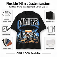 T-shirt graphique personnalisé pour homme, coupe ample, col rond, manches courtes, avec grande impression artistique pour le développement de la marque