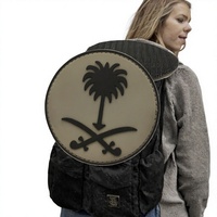 Écussons ronds personnalisés en PVC souple 3D, écologiques, avec boucle auto-agrippante et gaufrage, pour vêtements, sacs et chaussures, Arabie Saoudite