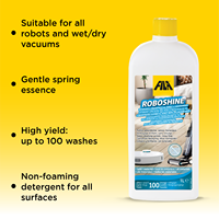 ROBOSHINE Nettoyant Liquide Concentré pour Robot Laveur, Acidité Légère, Faible Formation de Mousse, Haute Couverture, Détergent pour Sols, Toutes Surfaces Dures, Élimine les Taches