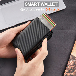 Flip Top AirTag <b>Wallet</b> For Men <b>Metal</b> Credit Card Holder Anti Theft Bi Fold Card Case 3 In Solid Color - Product Image 2