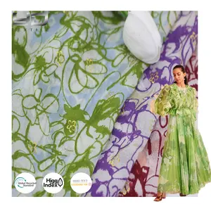 Shaoxing Digital Print Fabric Crepe Yarn Dyed Fabric Coat Fabric Chiffon Flower Chiffon Hijab Flower