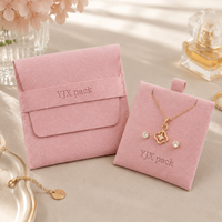 Sacs à bijoux en velours microfibre rose écologique, enveloppes avec cordon de serrage, emballage de luxe, pochette à bijoux en microfibre