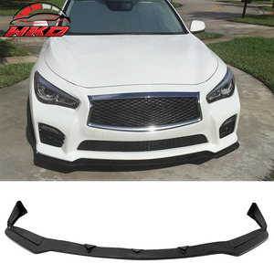 Convient pour Infiniti Q50 Q50S Sport 2014-2017, lèvre de pare-chocs avant style T, non peinte, noire - Product Image 1