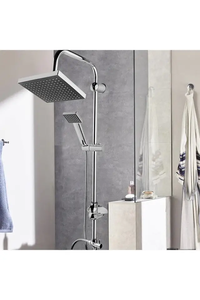 Ensemble de douche mural à double poignée, <span class=keywords><strong>grand</strong></span> jet supérieur, en alliage électroplaqué noir, haute pression, prix bas, vente en gros - Product Image 2