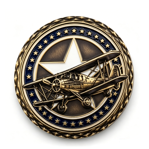 Pièce de monnaie en laiton plaqué or, thème patriotisme, avec gaufrage d'avion, impression émail dur, jeton d'art de collection - Product Image 6