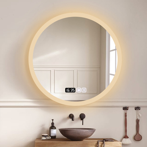 <span class=keywords><strong>Espejo</strong></span> de Baño LED Redondo Personalizable al por Mayor con Pantalla de Tiempo, Control Táctil, <span class=keywords><strong>Espejo</strong></span> de Vanidad de Pared - Product Image 3