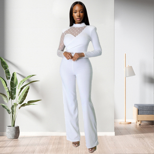 C0607TA70 tute eleganti a pois impiombate a maniche lunghe di alta qualità con <span class=keywords><strong>pizzo</strong></span> donna Sehe Fashion - Product Image 2