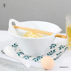 Dongwu Ceramic Noodle <b>Bowl</b> 9 Inch White Porcelain Double Handle <b>Ramen</b> <b>Bowl</b> For Home And Hotel Use - Product Image 4