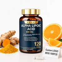 OEM ODM Vente en gros Logo personnalisé Capsule d'acide alpha-lipoïque 120 capsules avec CoQ10 Curcumine Vitamine Complément alimentaire pour adultes
