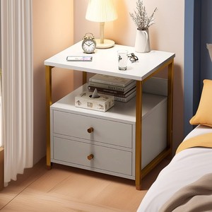 Mobilier de chambre nordique-Table de <span class=keywords><strong>chevet</strong></span> en <span class=keywords><strong>cube</strong></span> blanc en bois avec 2 tiroirs - Product Image 5