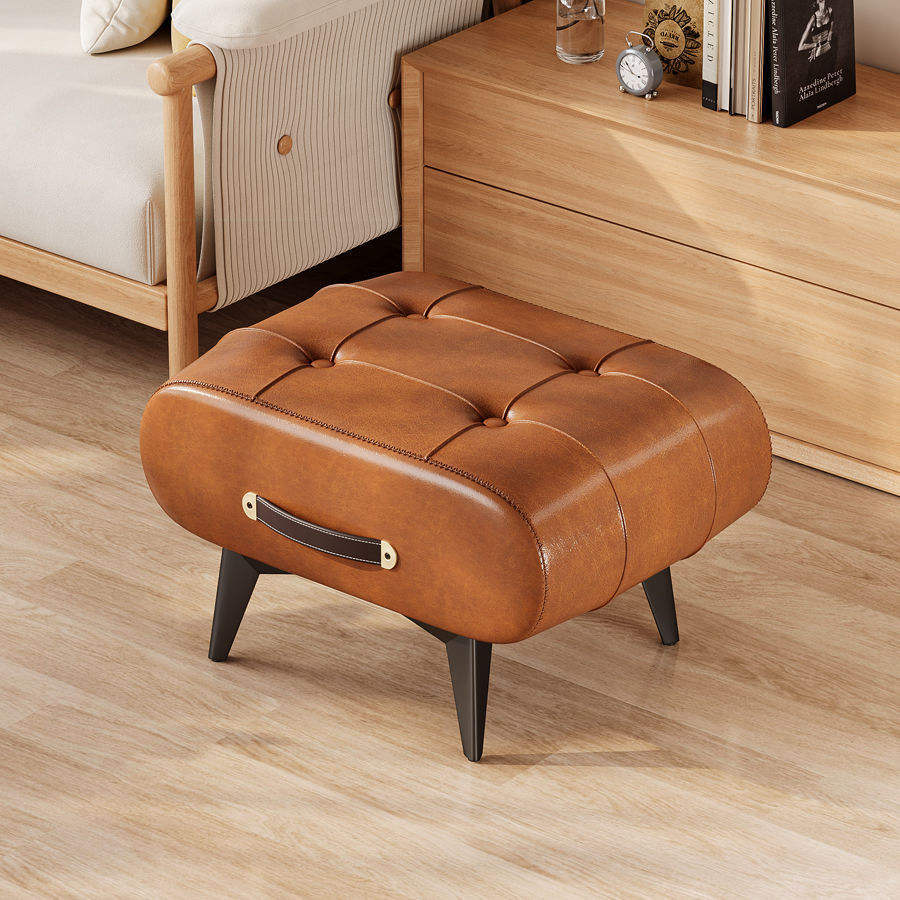 Brown soft-packaged shoe-changing stool
