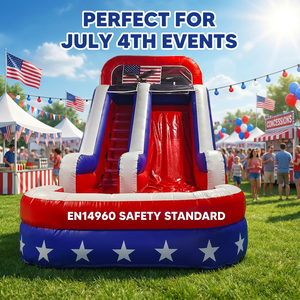 Toboggan aquatique gonflable patriotique de qualité commerciale, double piste, géant, à motifs <span class=keywords><strong>étoiles</strong></span> et rayures, pour événements du 4 juillet, en PVC conforme EN14960 - Product Image 3