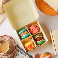Emballage en papier personnalisé avec logo, écologique, de qualité alimentaire, pliable, pour gâteaux, biscuits, pain, pâtisseries, beignets, macarons