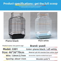 Cage à oiseaux en acier inoxydable avec surface peinte, fermeture push-up, toit ouvrant, plateau en plastique à motif de points, pour perroquets - Vente chaude