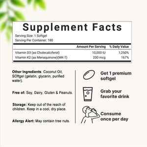 Suplementos 2 en 1 <span class=keywords><strong>de</strong></span> Vitamina D3 y K2 en Cápsulas Blandas con <span class=keywords><strong>Aceite</strong></span> <span class=keywords><strong>de</strong></span> <span class=keywords><strong>Coco</strong></span> <span class=keywords><strong>para</strong></span> la Salud Ósea y la Absorción <span class=keywords><strong>de</strong></span> Calcio en Adultos - Product Image 4