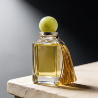 Flacons de parfum carrés modernes en verre transparent anti-fuite avec bouchons décoratifs en forme de boule 50ml 100ml pour parfum personnalisé, murs épais uniques