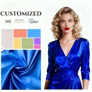 Venta al por mayor de poliéster suave y liso de dos maneras estiramiento Armanii impresión digital de satén sedoso tela de satén puro para vestido de señora - Product Image 1