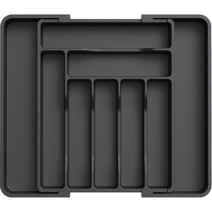 Organisateur de tiroir à couverts en plastique PP moderne, multifonctionnel, réglable, pliable et extensible avec séparateurs de tiroir - Product Image 1