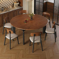 Ensemble table et chaises de salle à manger en chêne massif, style moderne vintage, extensible, pliable, double usage, gain de place, directement de l'usine