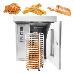 Mesin pembuat roti Oven putar Diesel Gas listrik Tiongkok Oven Gas/16 32 64 nampan rak putar Harga Oven/Oven roti